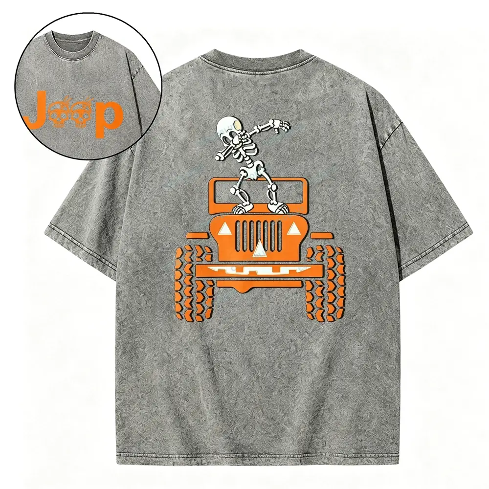 Skeletons Dancing on Jps Halloween Unisex  Washed T-shirt