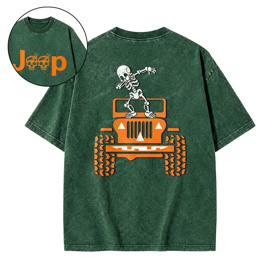 Skeletons Dancing on Jps Halloween Unisex  Washed T-shirt