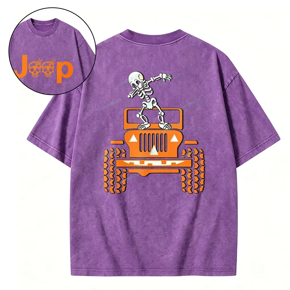 Skeletons Dancing on Jps Halloween Unisex  Washed T-shirt