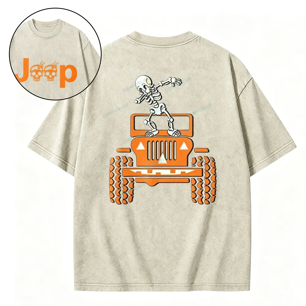 Skeletons Dancing on Jps Halloween Unisex  Washed T-shirt