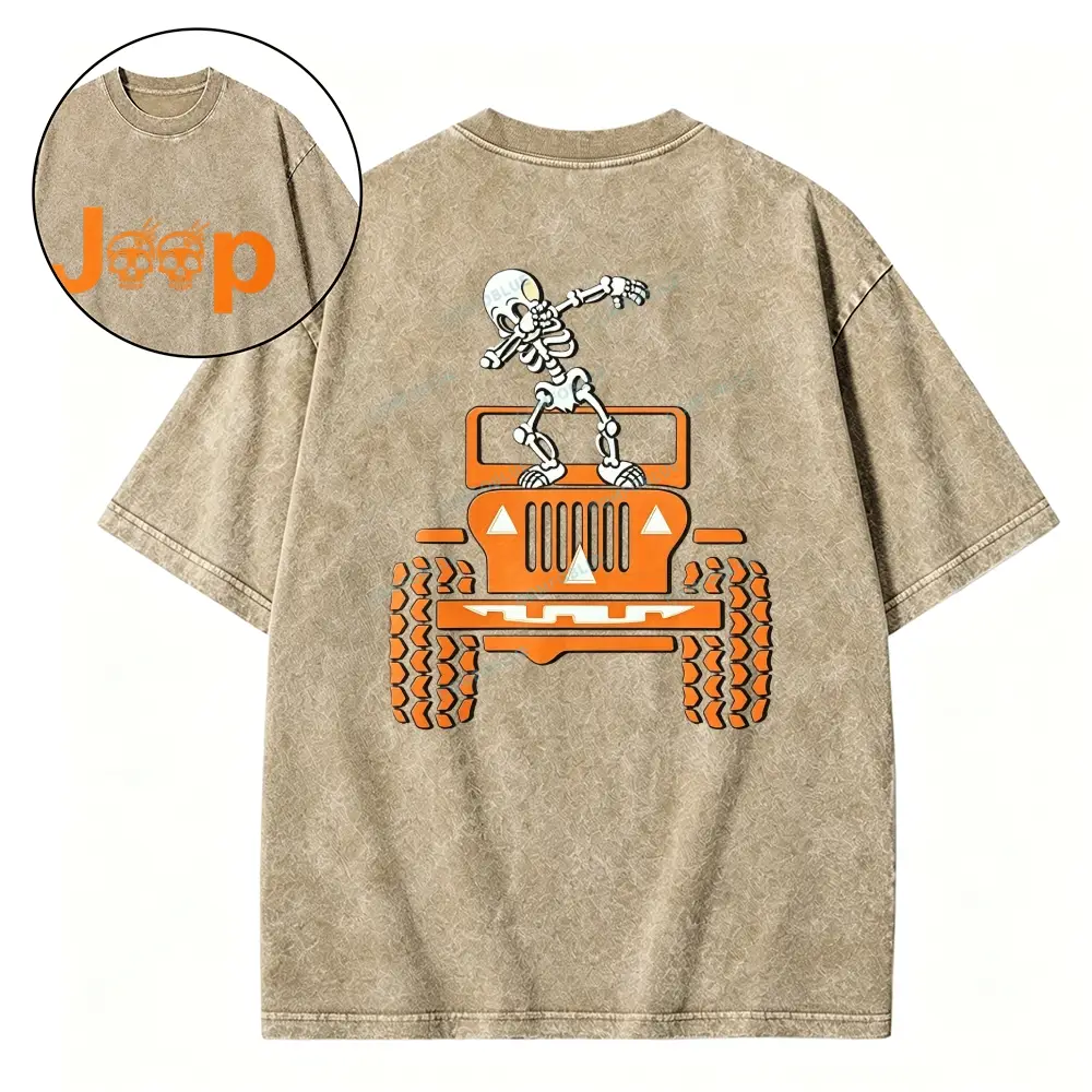 Skeletons Dancing on Jps Halloween Unisex  Washed T-shirt