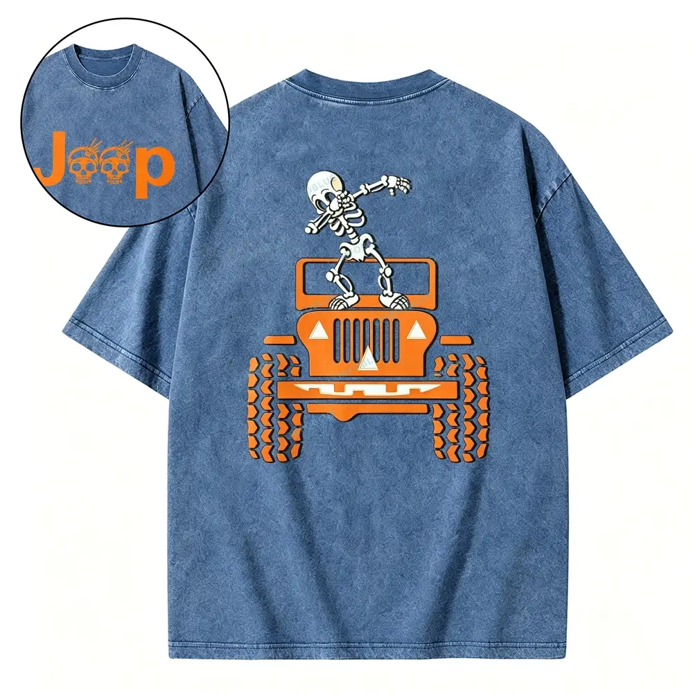 Skeletons Dancing on Jps Halloween Unisex  Washed T-shirt