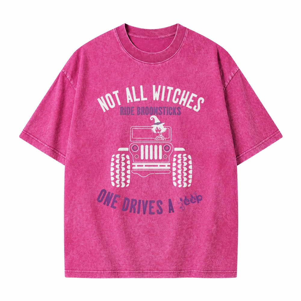 Halloween Not All Witches Ride Broomsticks washed T-Shirt