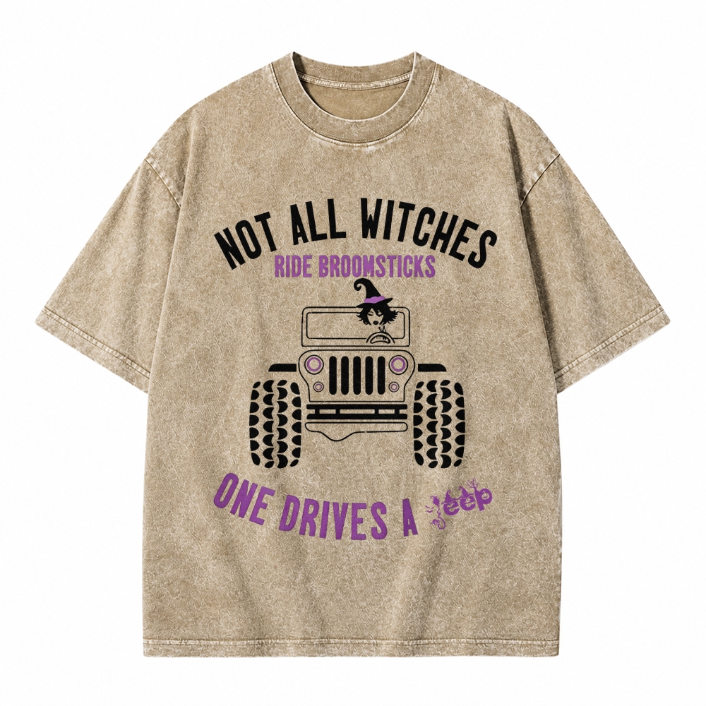 Halloween Not All Witches Ride Broomsticks washed T-Shirt