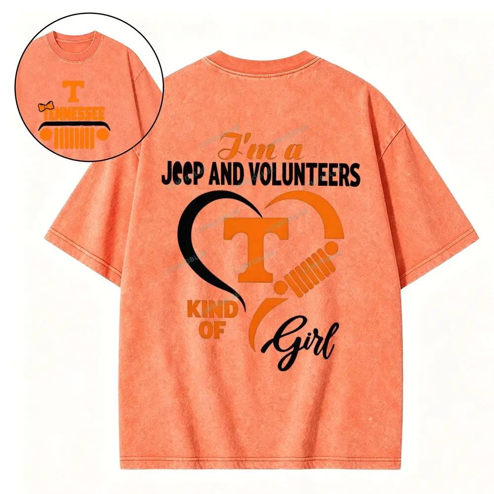 Tennessee Volunteers Football Team Heart Unisex Washed T-shirt