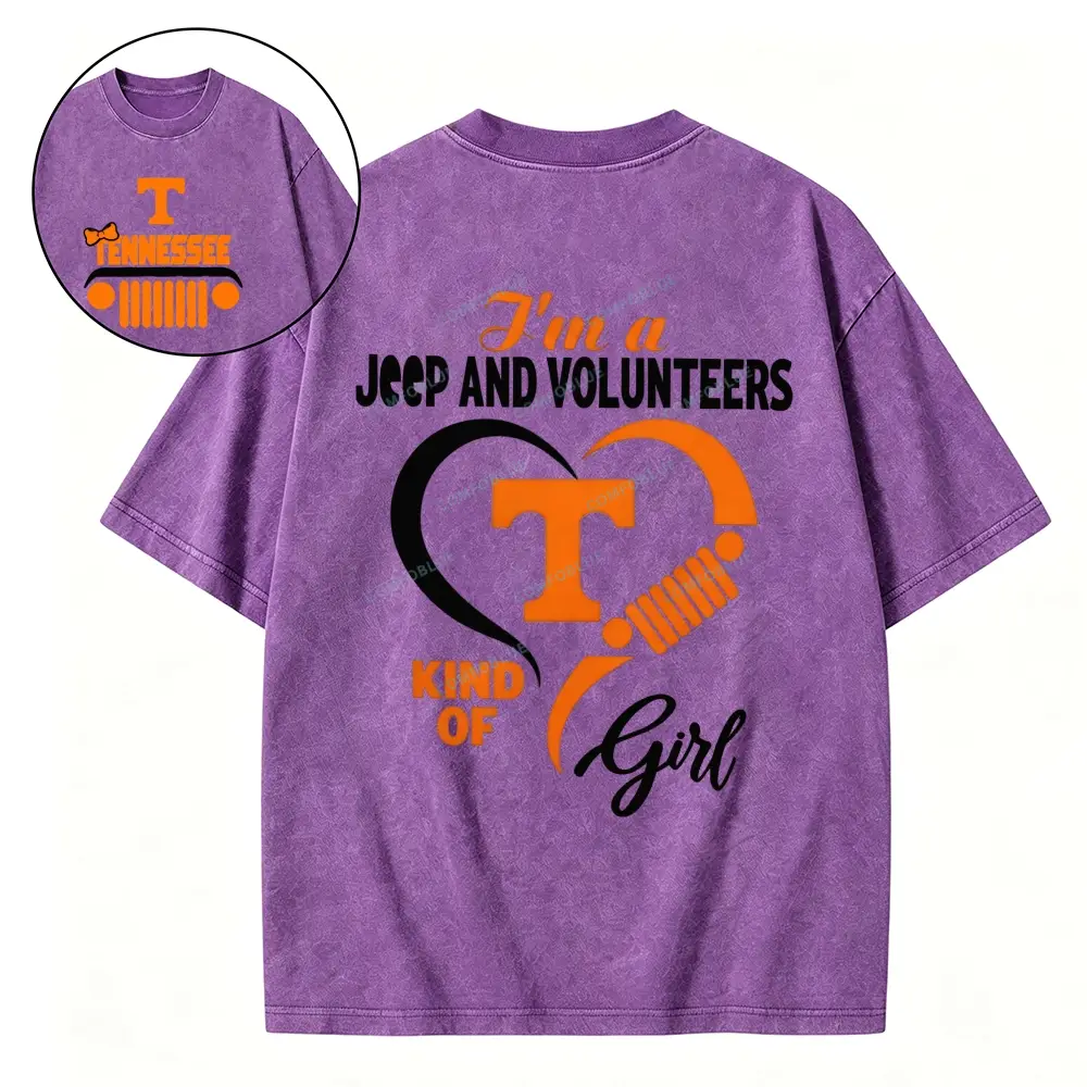 Tennessee Volunteers Football Team Heart Unisex Washed T-shirt