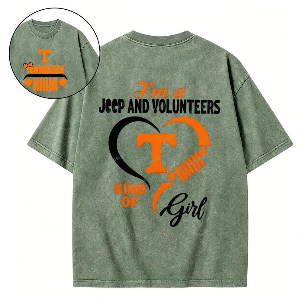 Tennessee Volunteers Football Team Heart Unisex Washed T-shirt