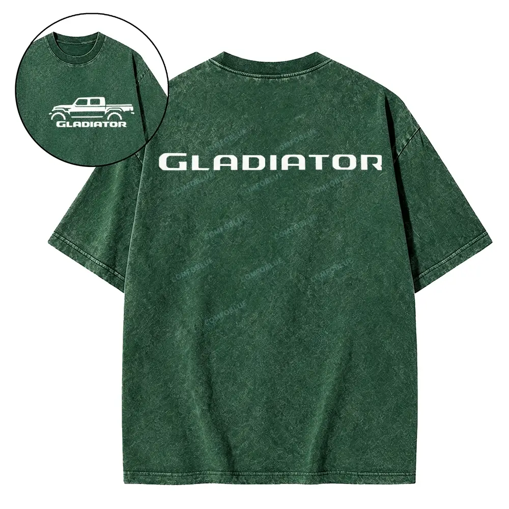 Gladiator Outline Washed Tshirt - Dark Green · S - SLCFB260917101