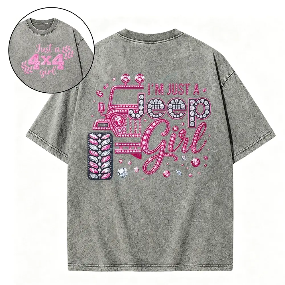 Rhinestone Pink Bling Washed Tshirt - Light Grey · S - SLCFB260918879