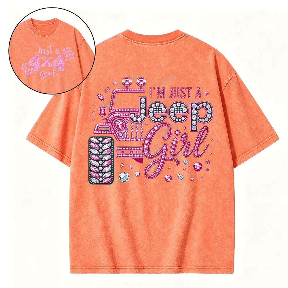 Rhinestone Pink Bling Washed Tshirt - Orange · S - SLCFB260918879