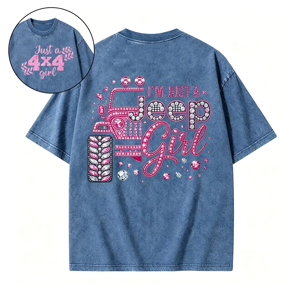 Rhinestone Pink Bling Washed Tshirt - Blue · S - SLCFB260918879