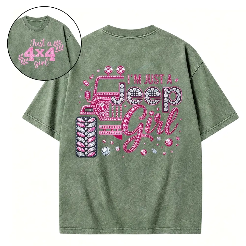 Rhinestone Pink Bling Washed Tshirt - Light Green · S - SLCFB260918879
