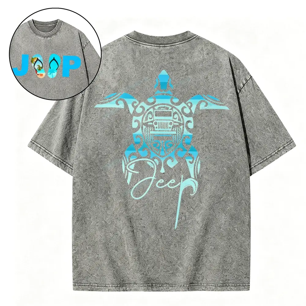 Sea Turtle Jp Lover Washed Tshirt - Light Grey · S - SLCFB260918884