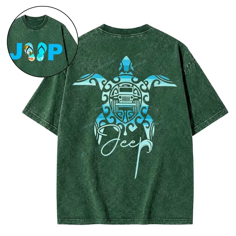 Sea Turtle Jp Lover Washed Tshirt - Dark Green · S - SLCFB260918884