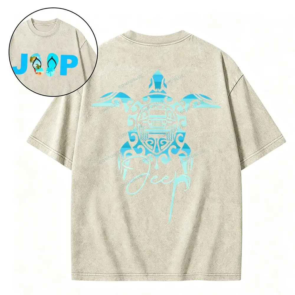 Sea Turtle Jp Lover Washed Tshirt - Beige · S - SLCFB260918884