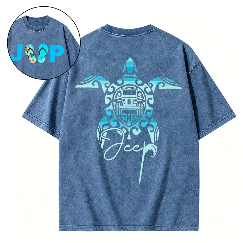 Sea Turtle Jp Lover Washed Tshirt - Blue · S - SLCFB260918884