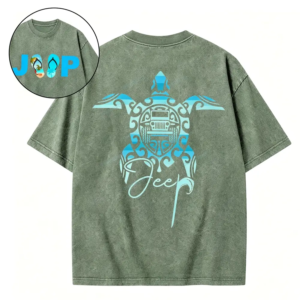 Sea Turtle Jp Lover Washed Tshirt - Light Green · S - SLCFB260918884