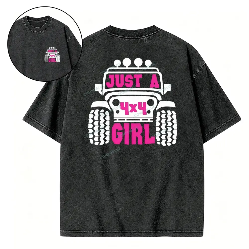 Just A 4x4 Girl Washed Tshirt - Black · S - SLCFB260918897