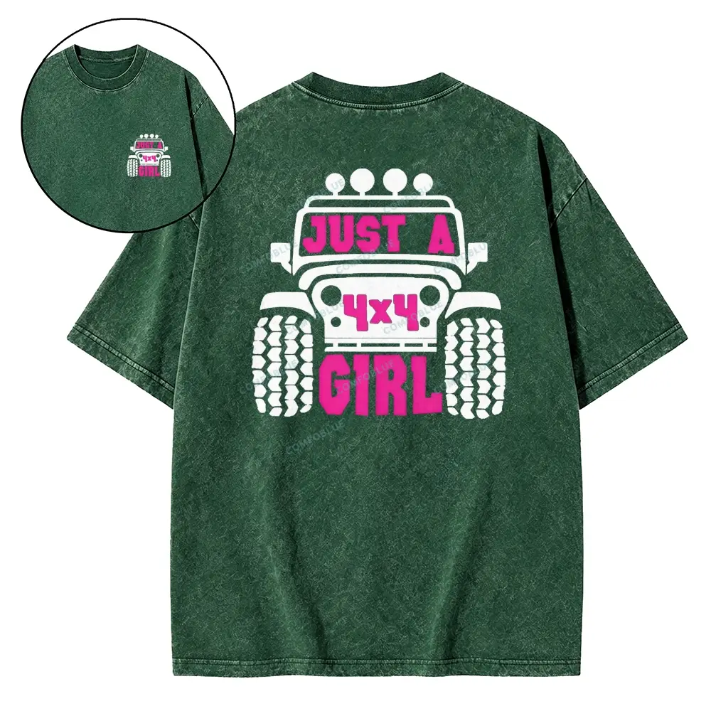 Just A 4x4 Girl Washed Tshirt - Dark Green · S - SLCFB260918897