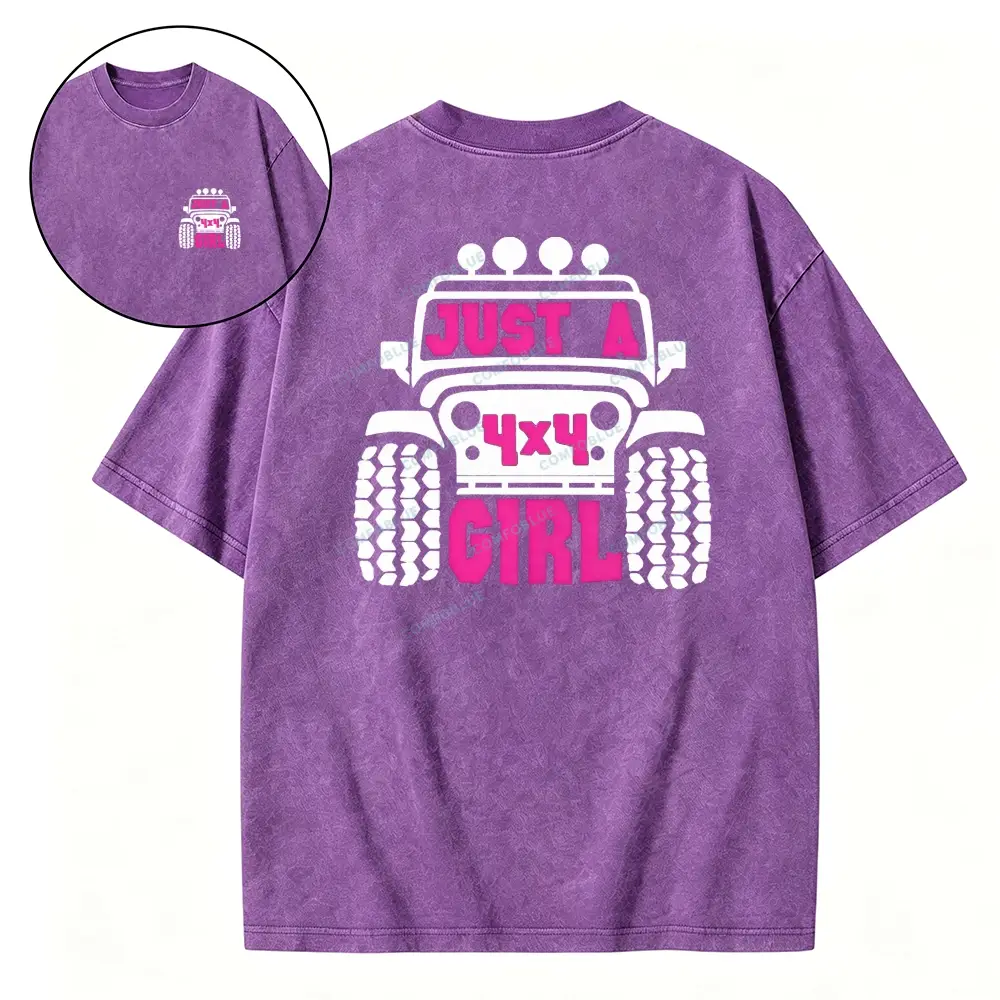 Just A 4x4 Girl Washed Tshirt - Purple · S - SLCFB260918897