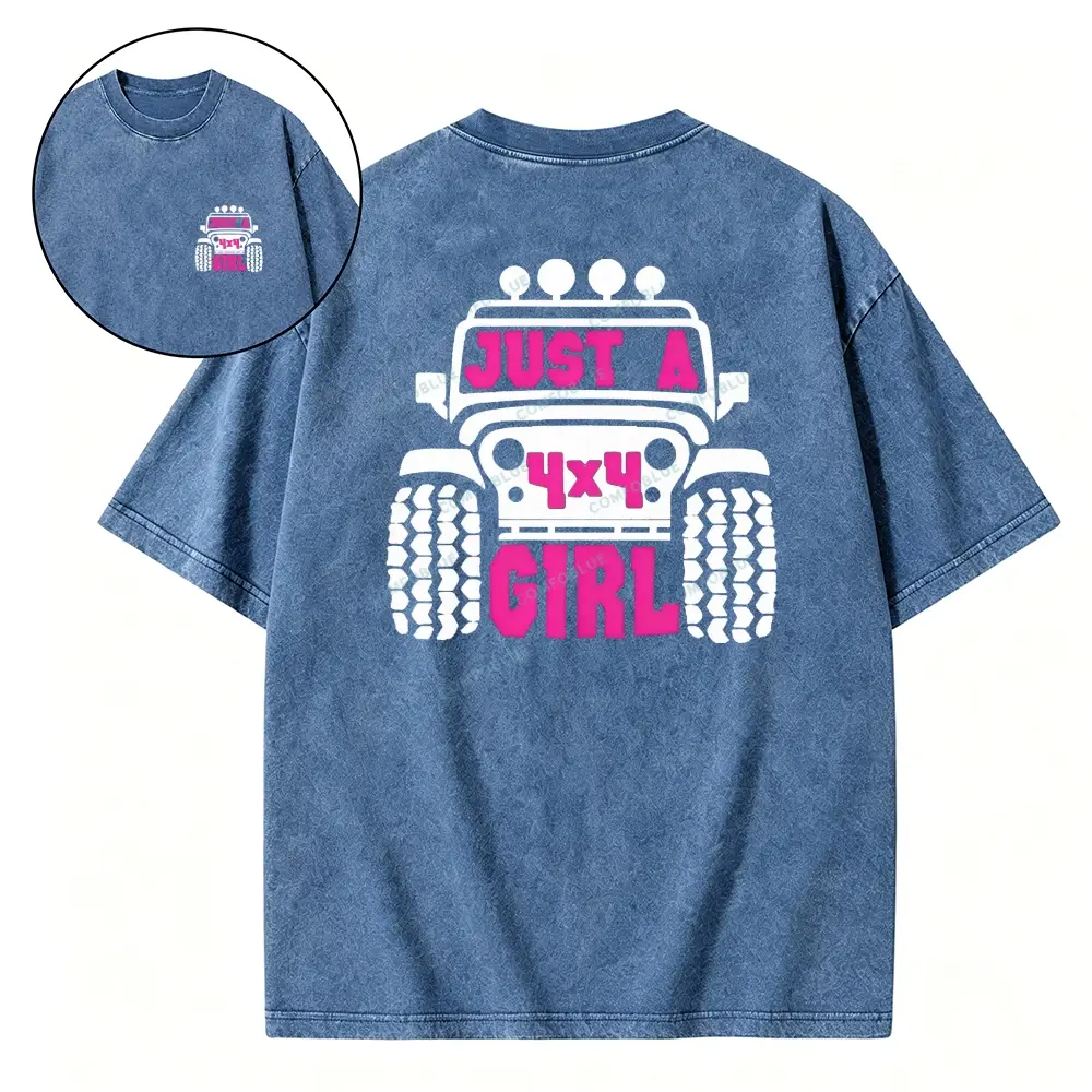 Just A 4x4 Girl Washed Tshirt - Blue · S - SLCFB260918897