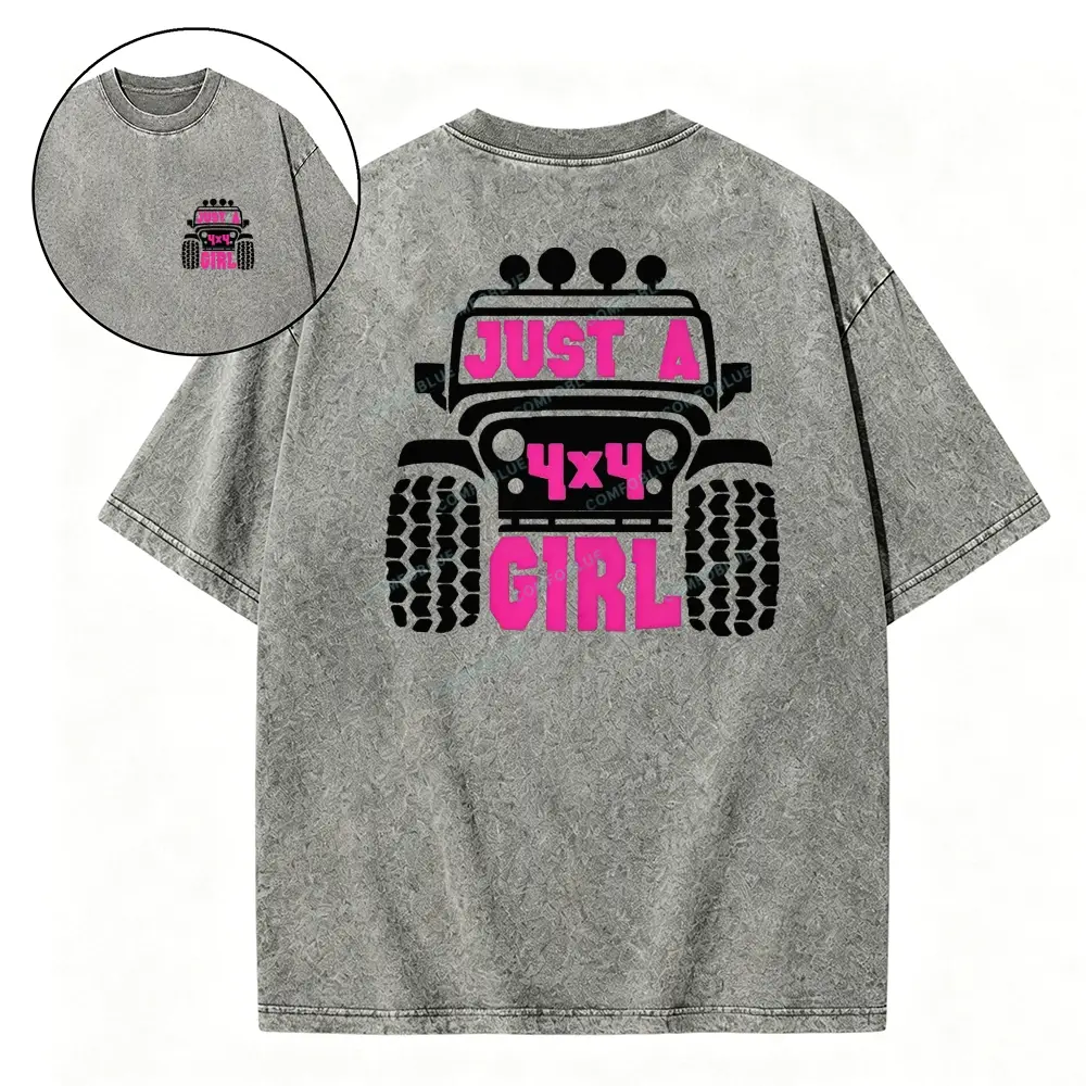 Just A 4x4 Girl Washed Tshirt - Light Grey · S - SLCFB260918897