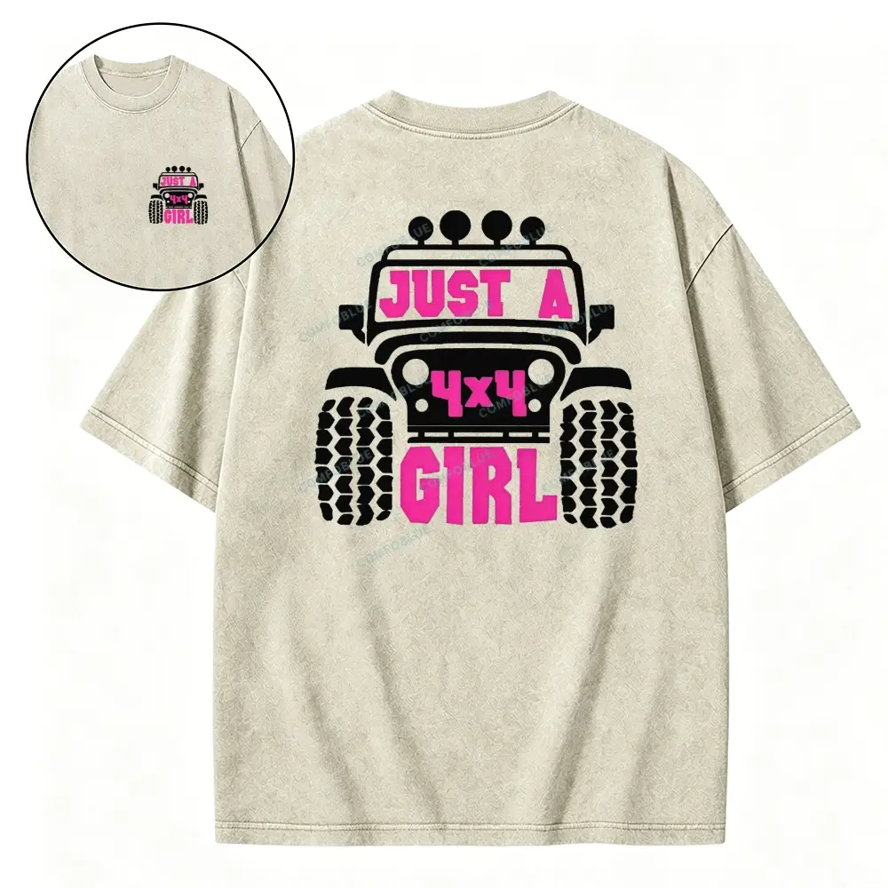 Just A 4x4 Girl Washed Tshirt - Beige · S - SLCFB260918897