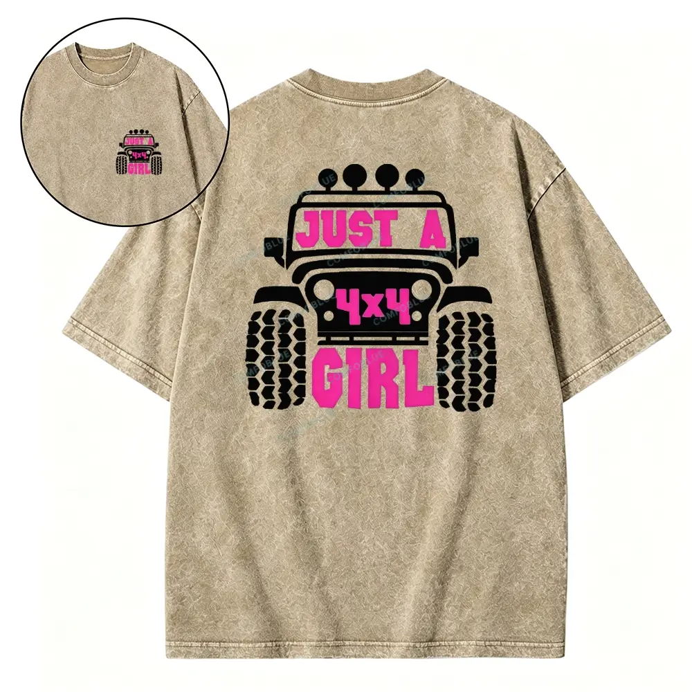 Just A 4x4 Girl Washed Tshirt - Mocha · S - SLCFB260918897