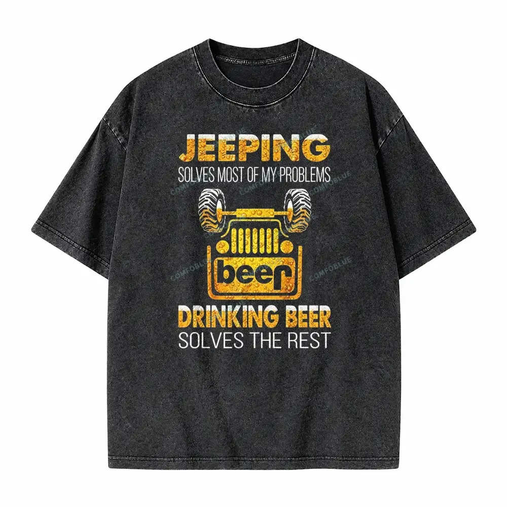 Drinking Beer Solves The Rest Washed T-Shirt - Black · S - SLCFB260918964