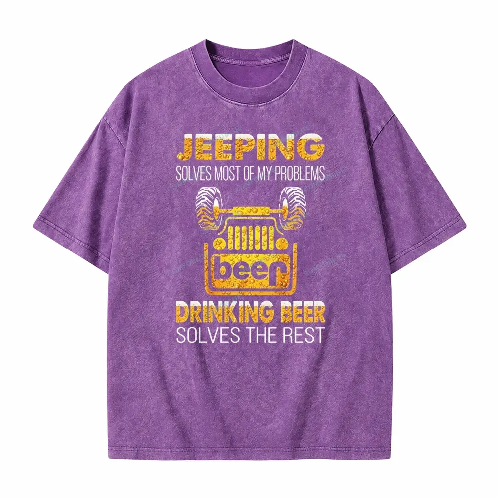 Drinking Beer Solves The Rest Washed T-Shirt - Purple · S - SLCFB260918964