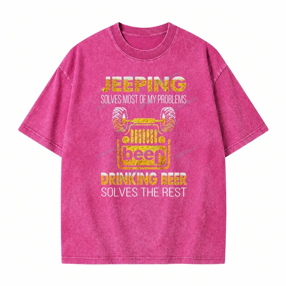 Drinking Beer Solves The Rest Washed T-Shirt - Rose · S - SLCFB260918964