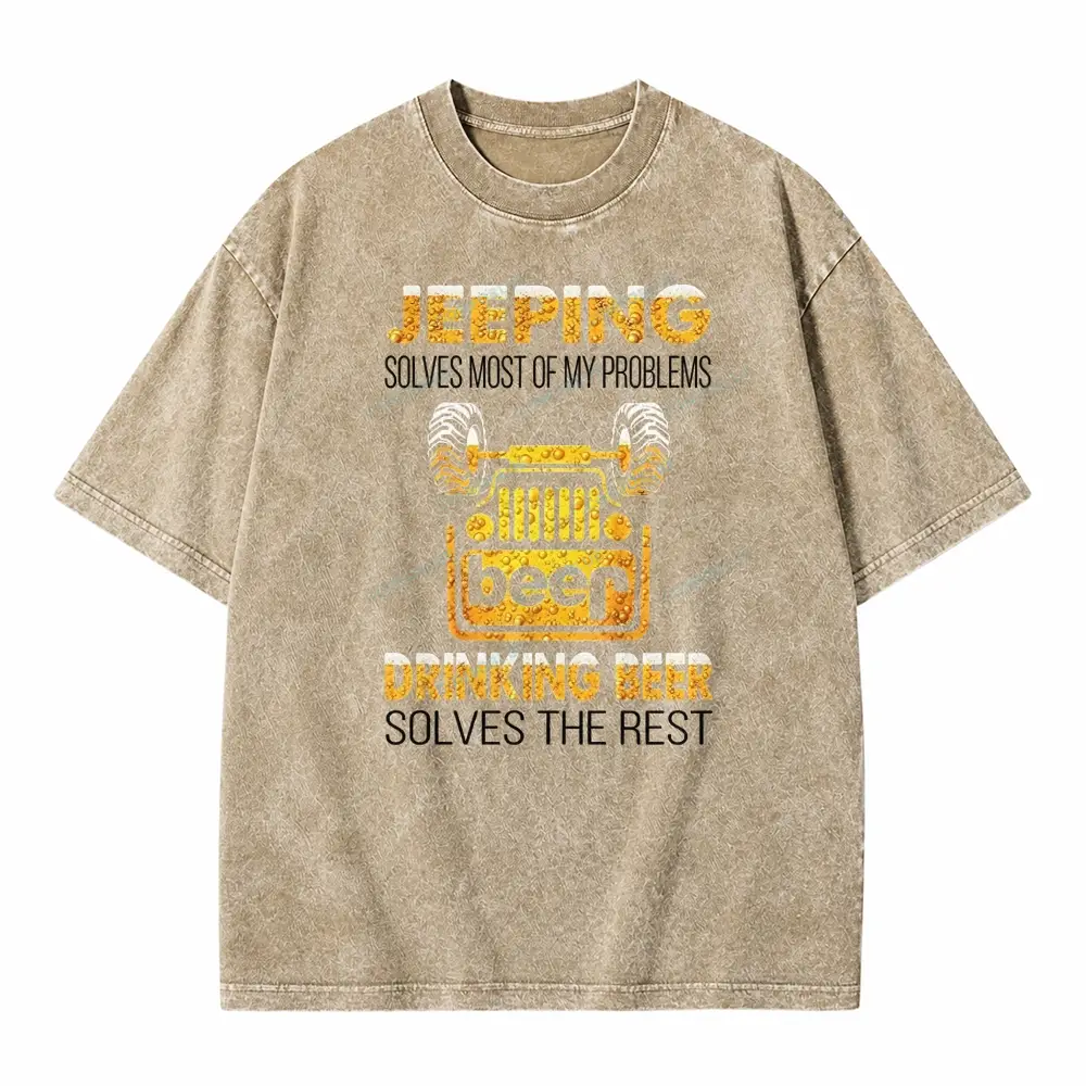Drinking Beer Solves The Rest Washed T-Shirt - Mocha · S - SLCFB260918964