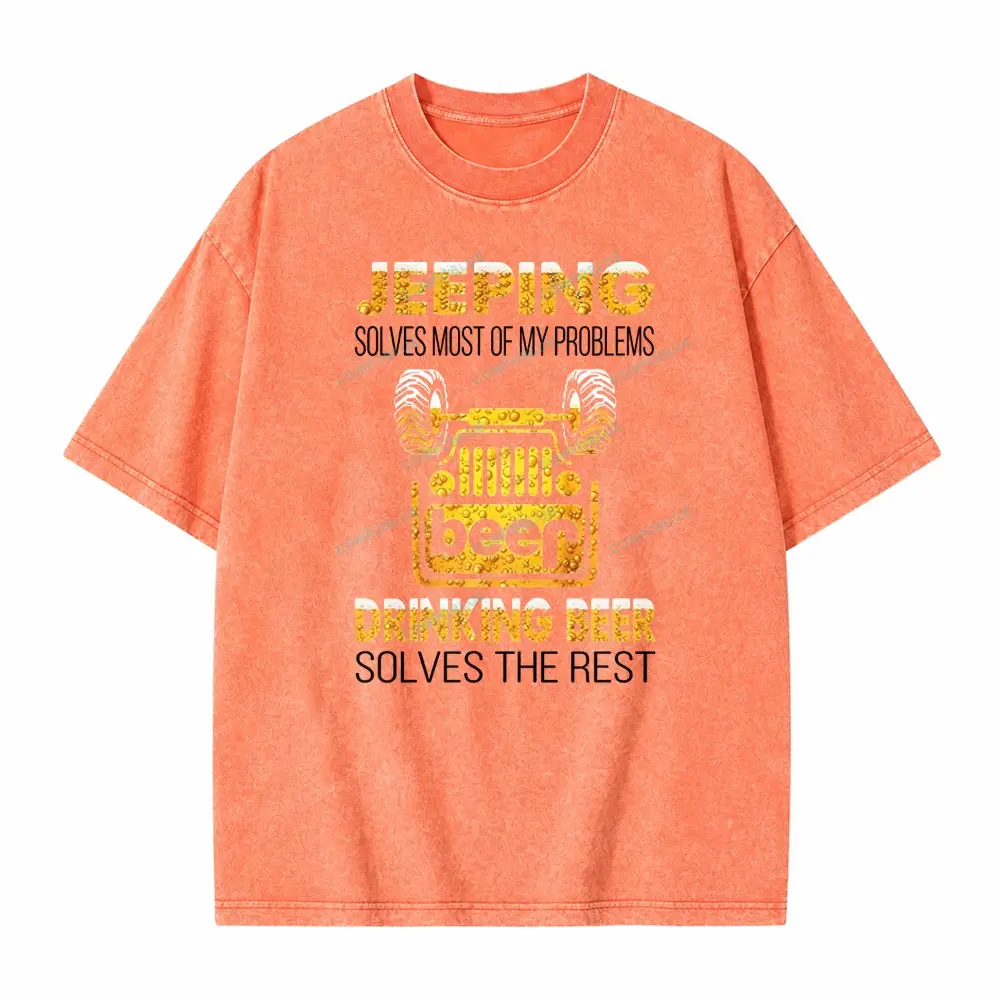 Drinking Beer Solves The Rest Washed T-Shirt - Orange · S - SLCFB260918964