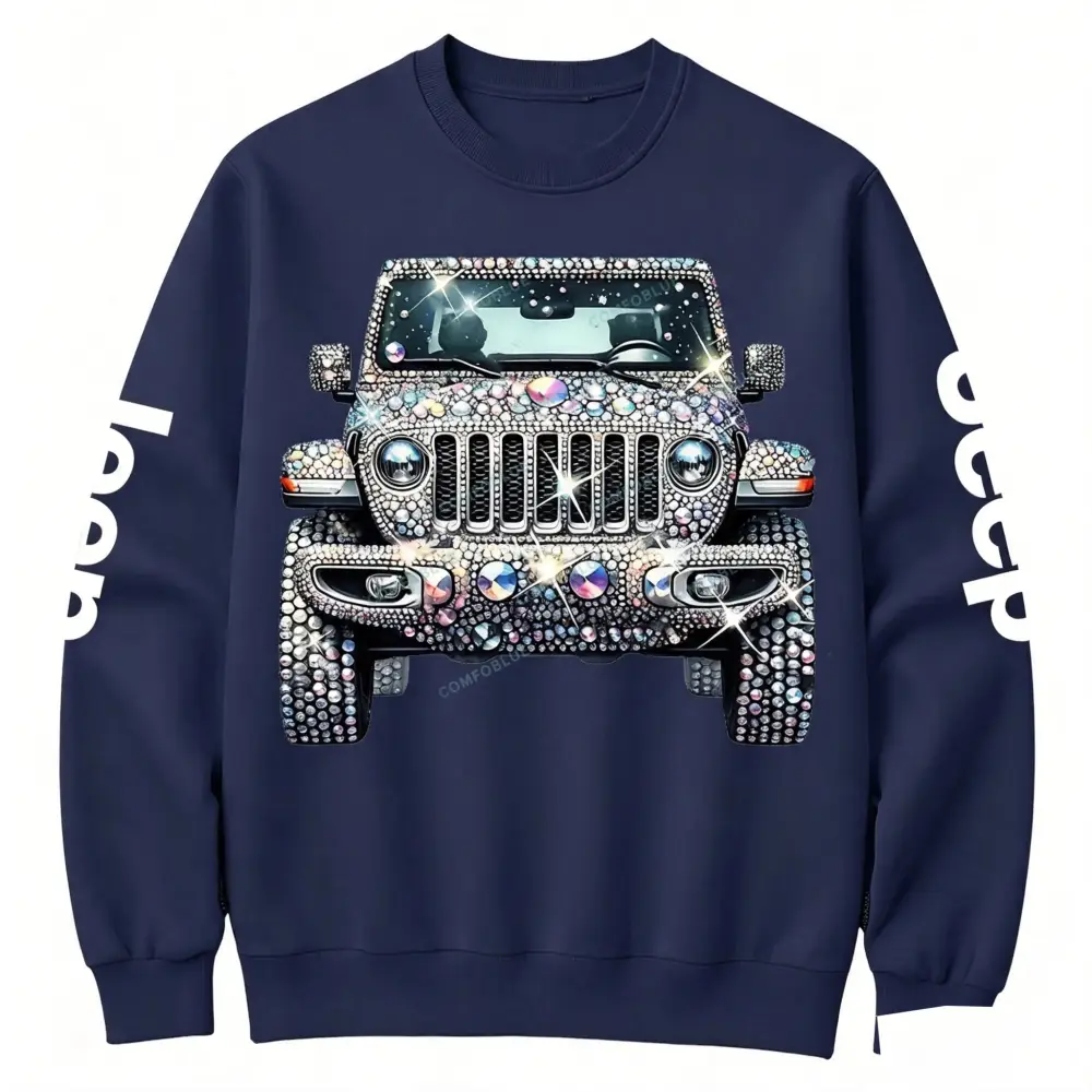 Bling Sparkle Rhinestone Car Glam Girl Sweatshirt