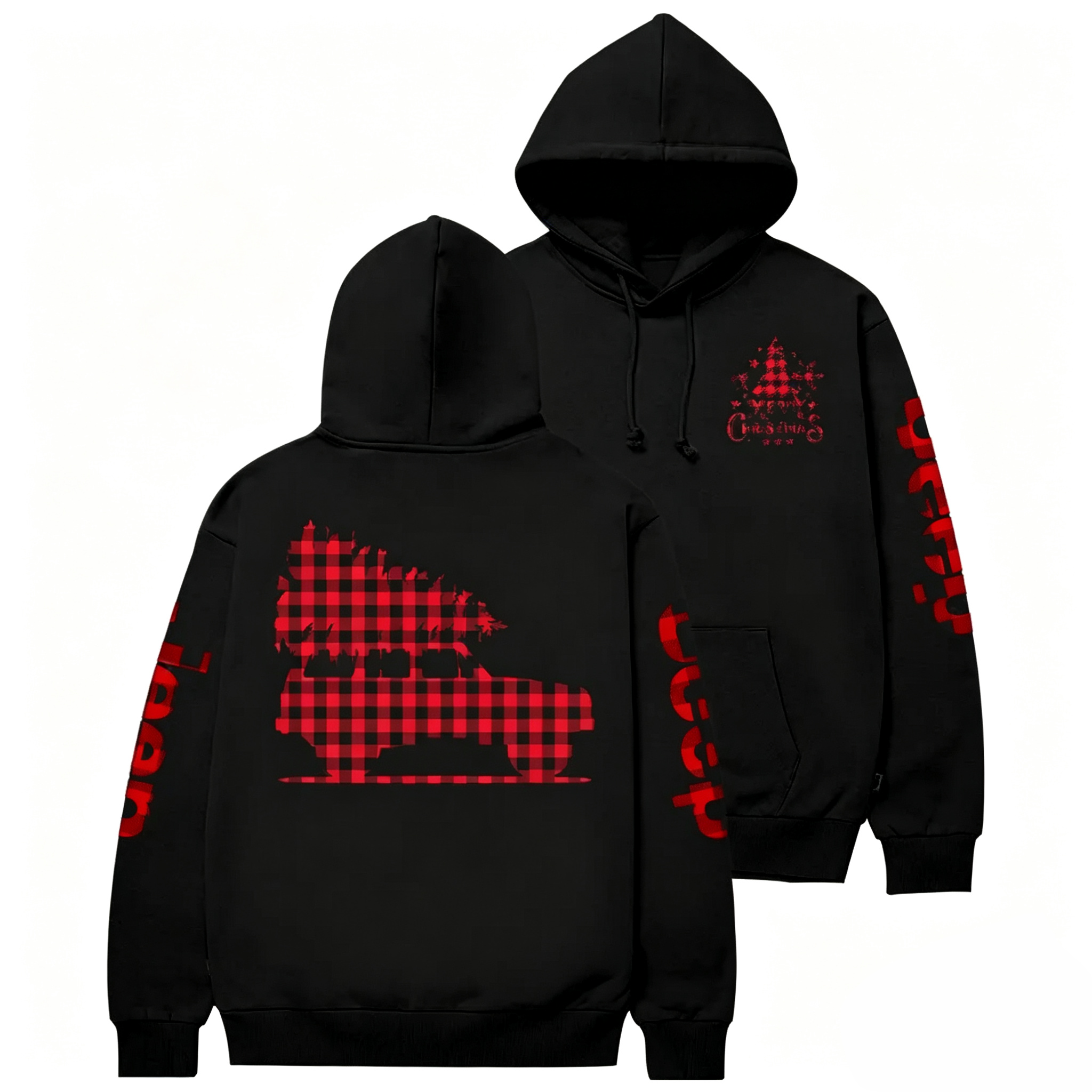 Merry Christmas Tree Red And Black Jp Casual Hoodie