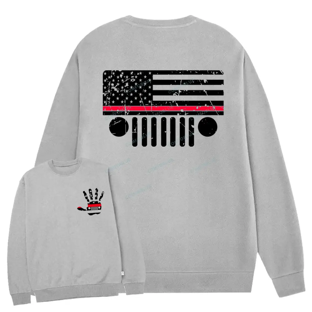 Jp Firefighter Red Line Flag Hand Palm Cotton Sweatshirt
