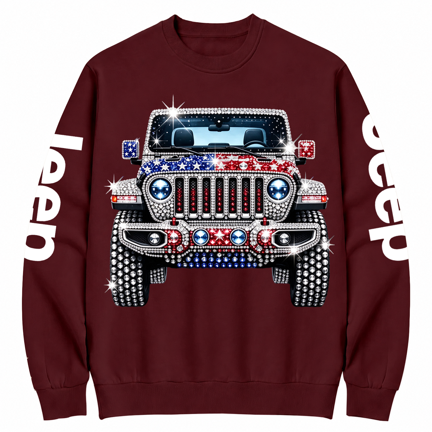 Patriotic Rhinestone Off-Road Star Graphic Cotton Sweatshirt