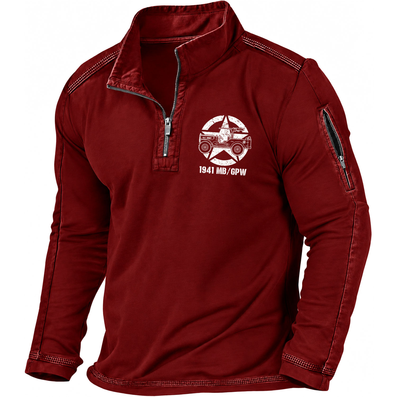 Vintage 1941 Military Vehicle Quarter-Zip Sweatshirt