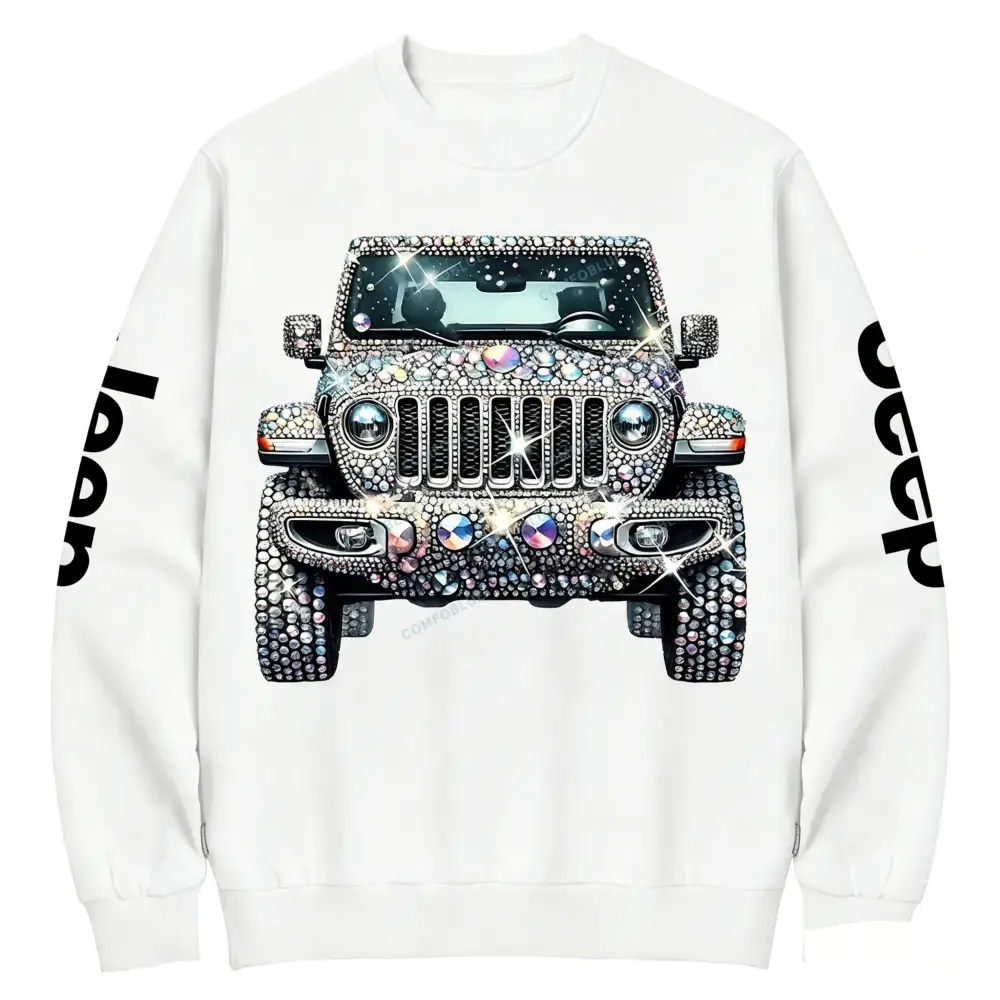 Bling Sparkle Rhinestone Car Glam Girl Sweatshirt