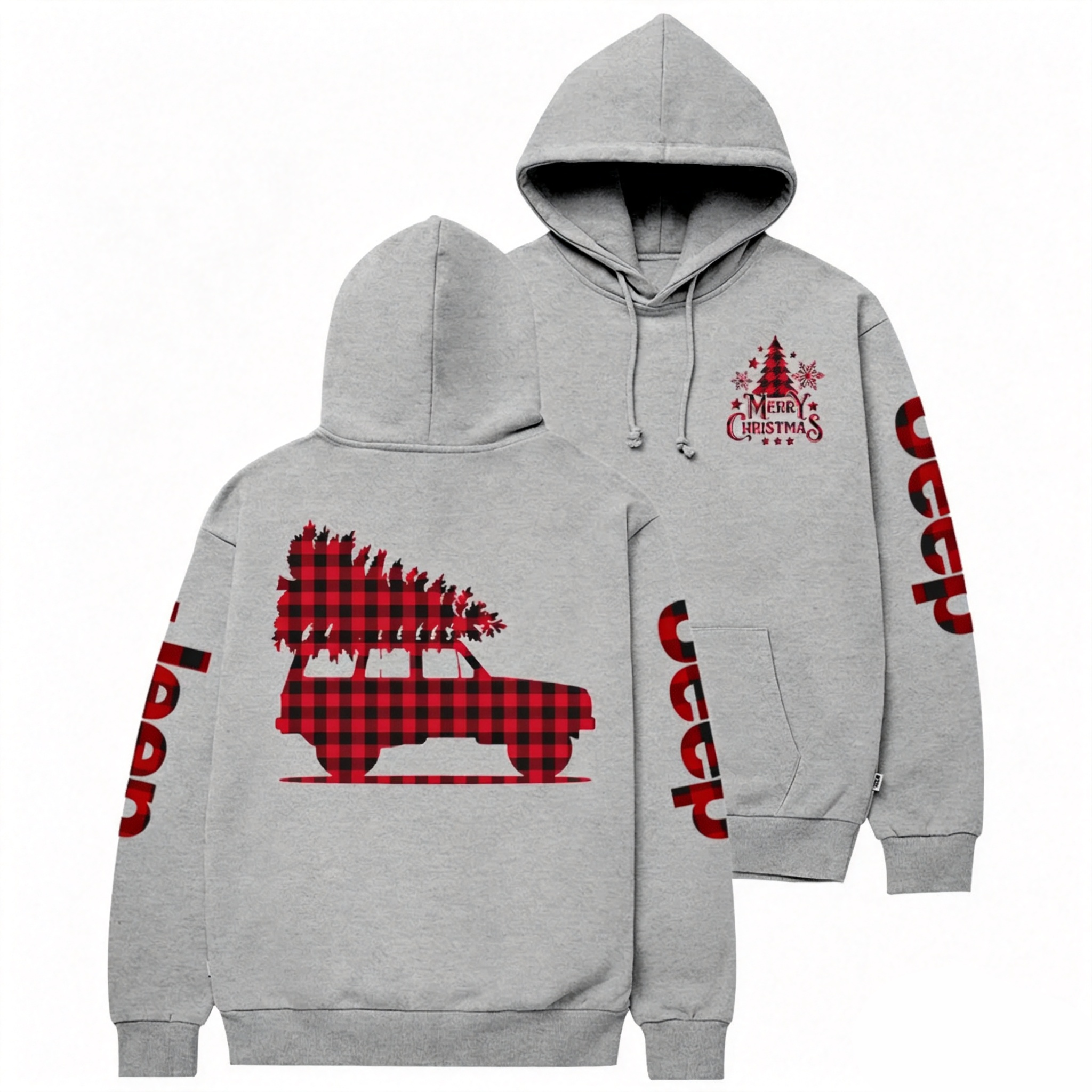 Merry Christmas Tree Red And Black Jp Casual Hoodie