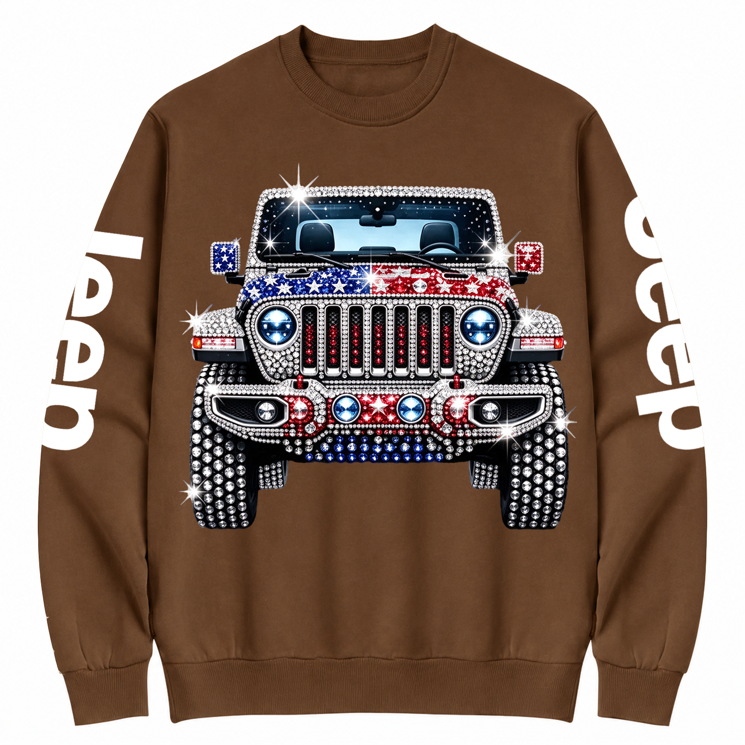 Patriotic Rhinestone Off-Road Star Graphic Cotton Sweatshirt