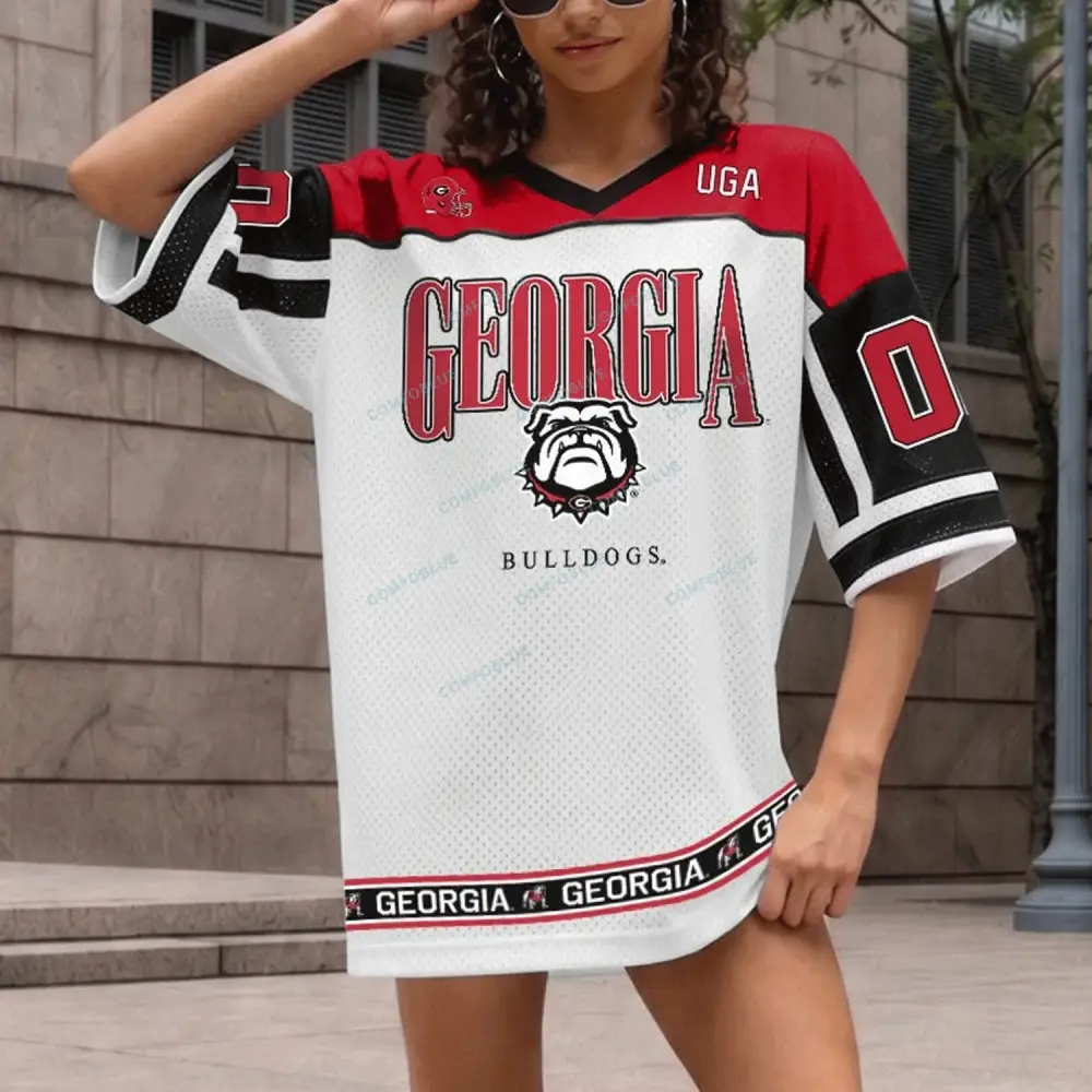 Georgia Bulldogs V-Neck Fashion Jersey Dress