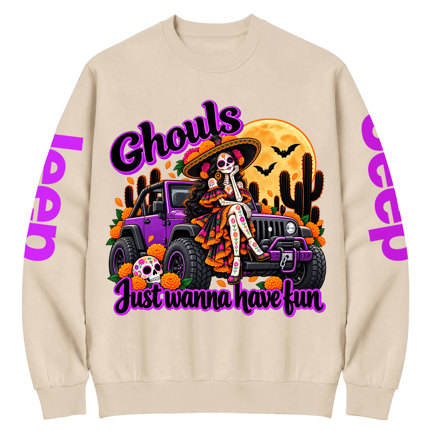 Ghouls Just Wanna Have Fun Jp Dia de los Muertos Cotton Sweatshirt