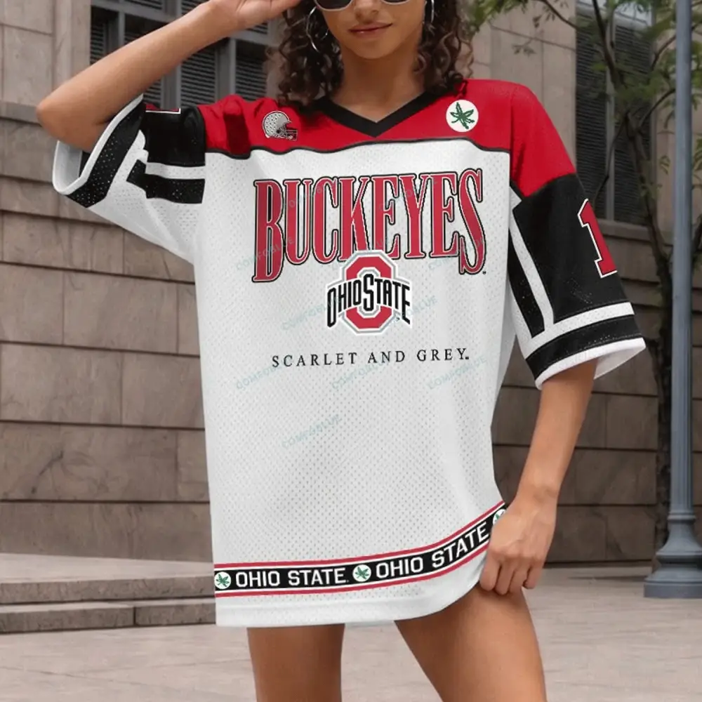 Ohio State Buckeyes Hustle Mode V-Neck Fashion Jersey Dress