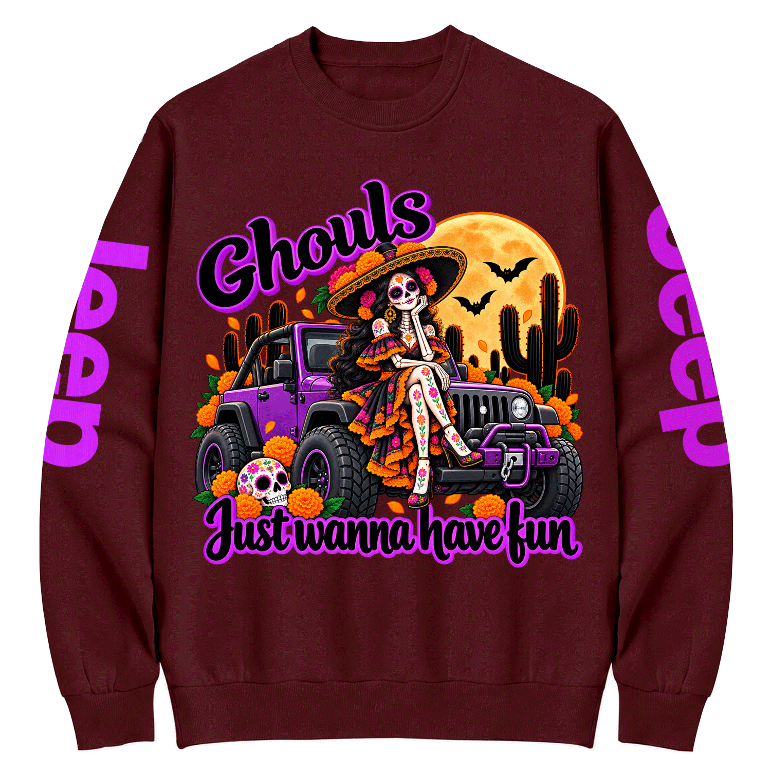 Ghouls Just Wanna Have Fun Jp Dia de los Muertos Cotton Sweatshirt