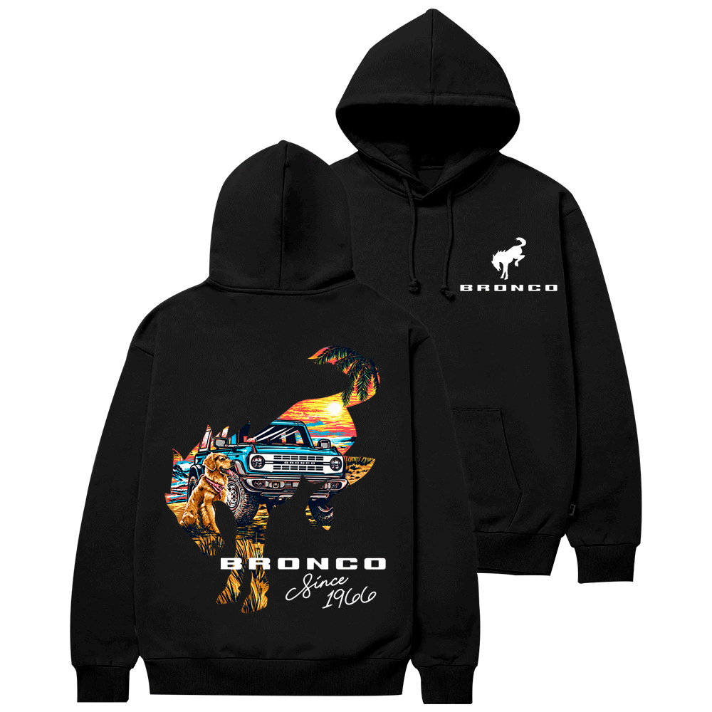 Bronco Sunset Adventure Horse Dog F0rd Cotton Hoodie