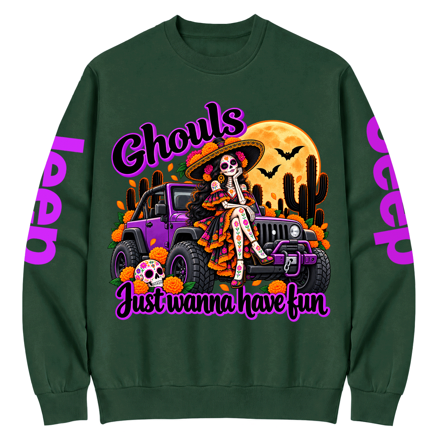 Ghouls Just Wanna Have Fun Jp Dia de los Muertos Cotton Sweatshirt