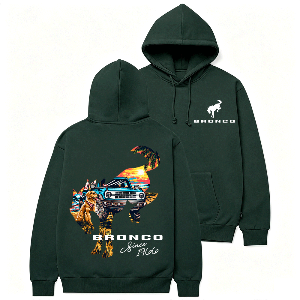 Bronco Sunset Adventure Horse Dog F0rd Cotton Hoodie