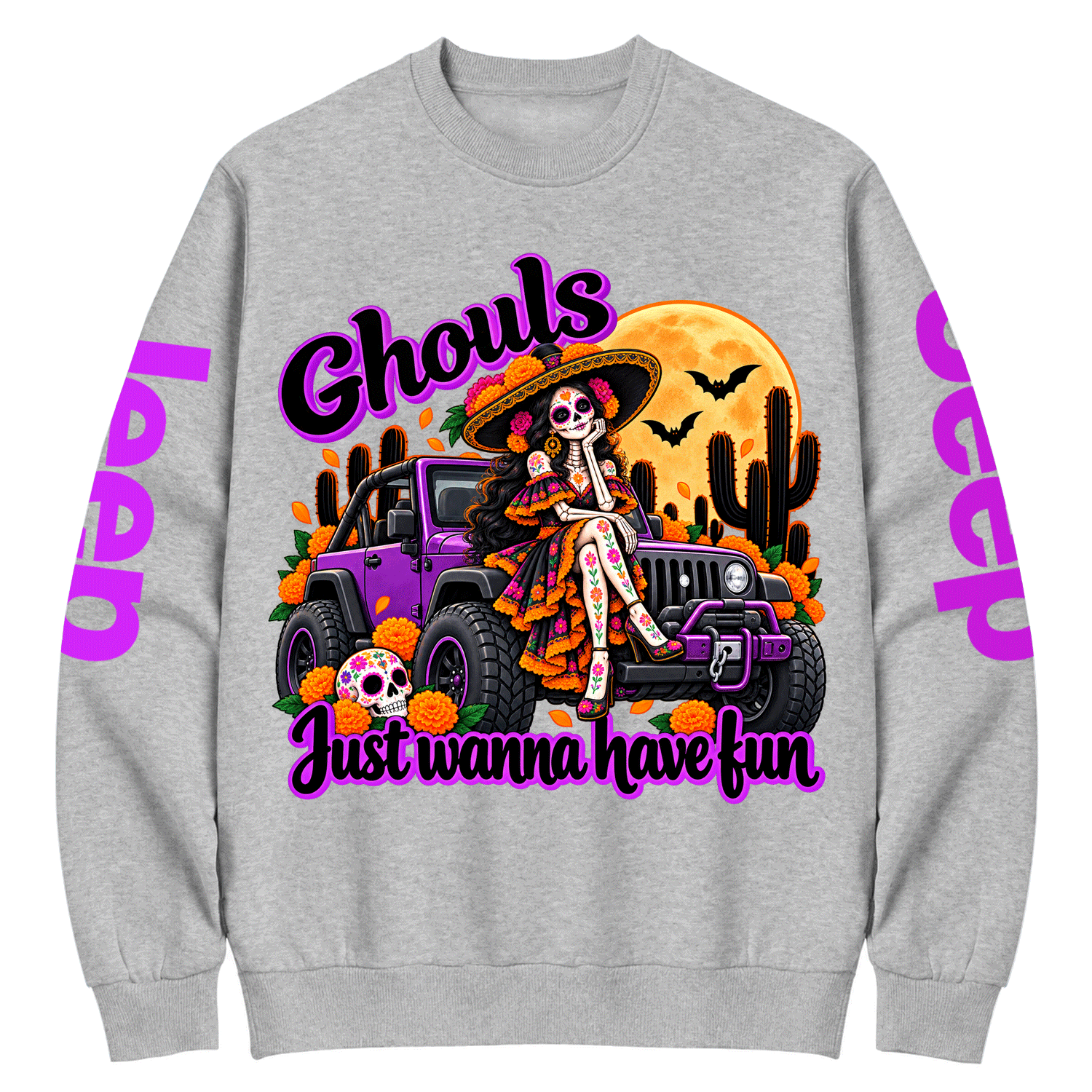 Ghouls Just Wanna Have Fun Jp Dia de los Muertos Cotton Sweatshirt