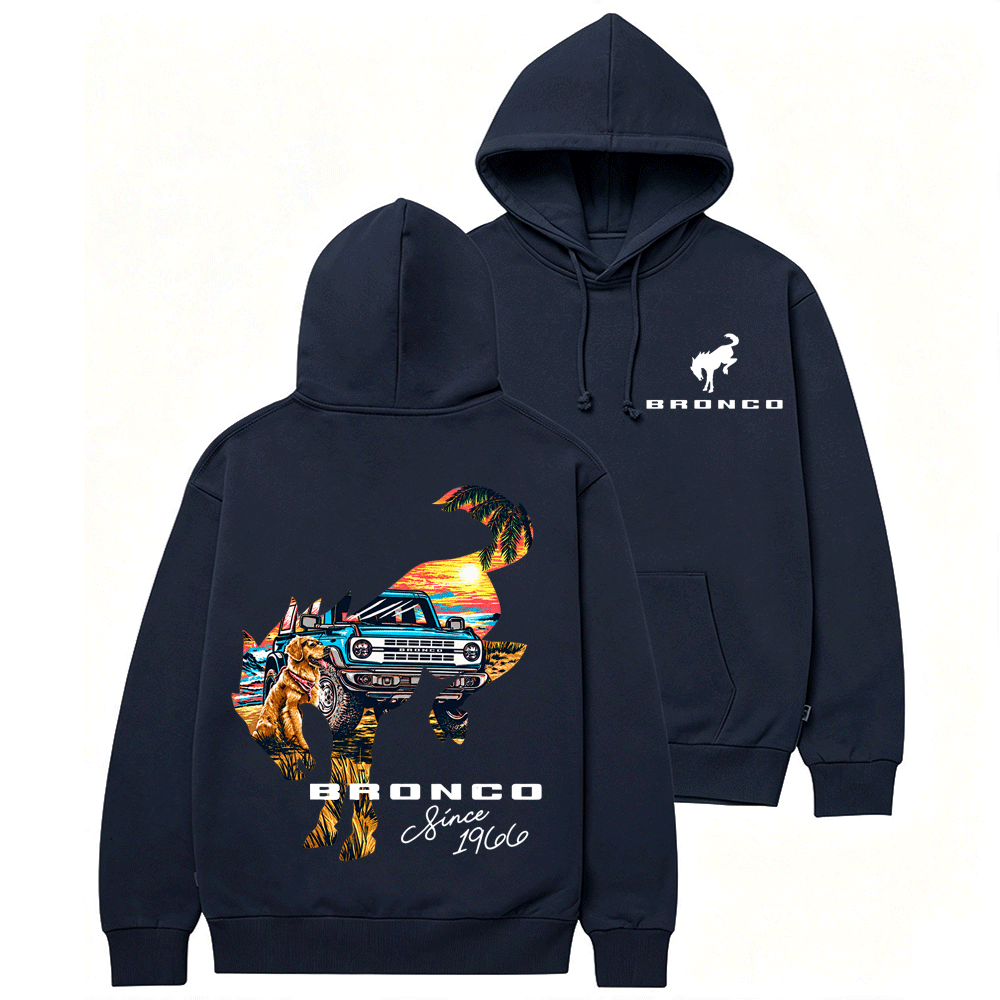 Bronco Sunset Adventure Horse Dog F0rd Cotton Hoodie